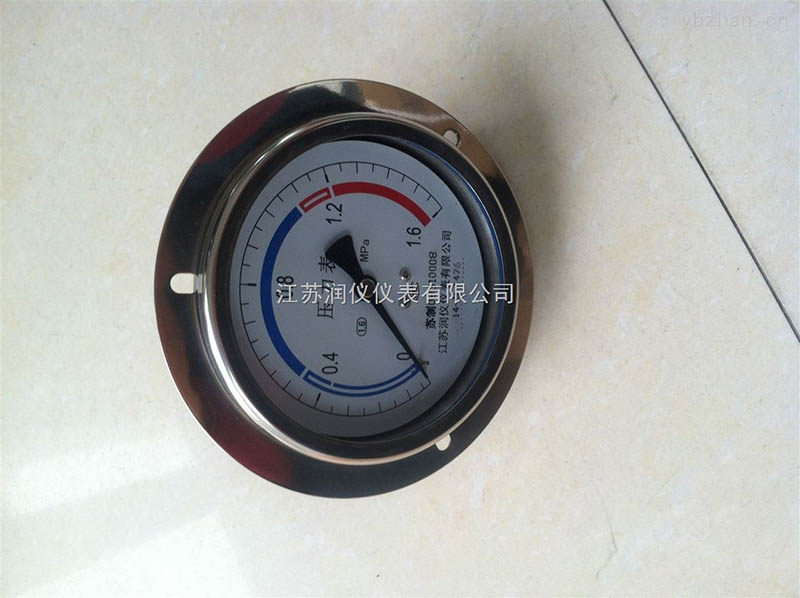 盤(pán)裝軸向帶邊不銹鋼壓力表