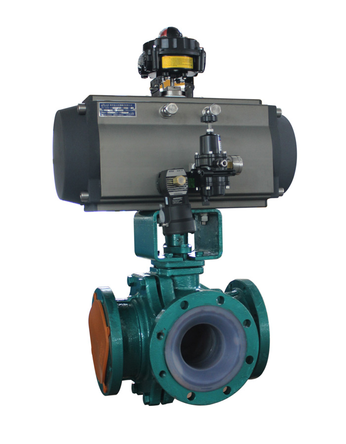 氣動襯氟三通球閥